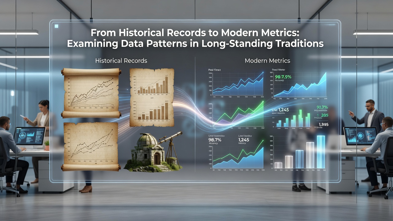 Modern data visualizations and charts displaying metrics from long-standing cultural traditions